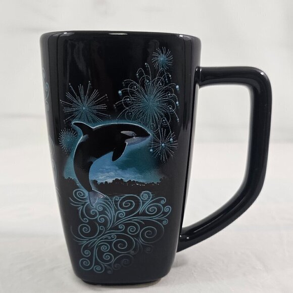 SeaWorld Theme Park Collectible Shamu Orca Whale Graphic 14 Oz Ceramic Mug Cup - Picture 12 of 17